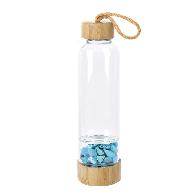 Natural Crystal Infused Bamboo Glass Water Bottle