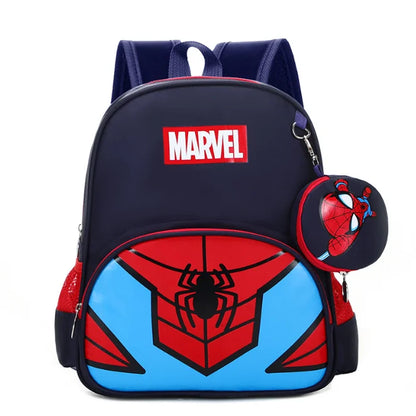 Marvel Spider-Man backpack with matching pouch on a white background