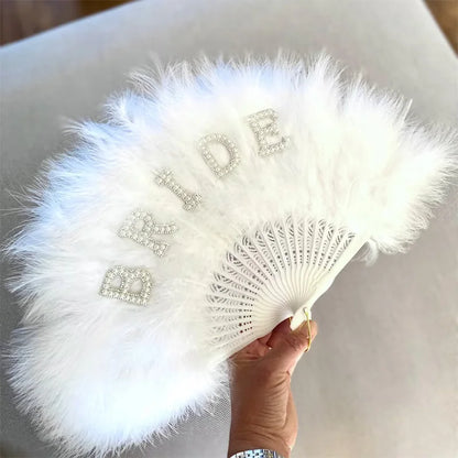 Bride Fluffy Feather Folding Fan - Fan from Dear Cece - Just £22.99! Shop now at Dear Cece