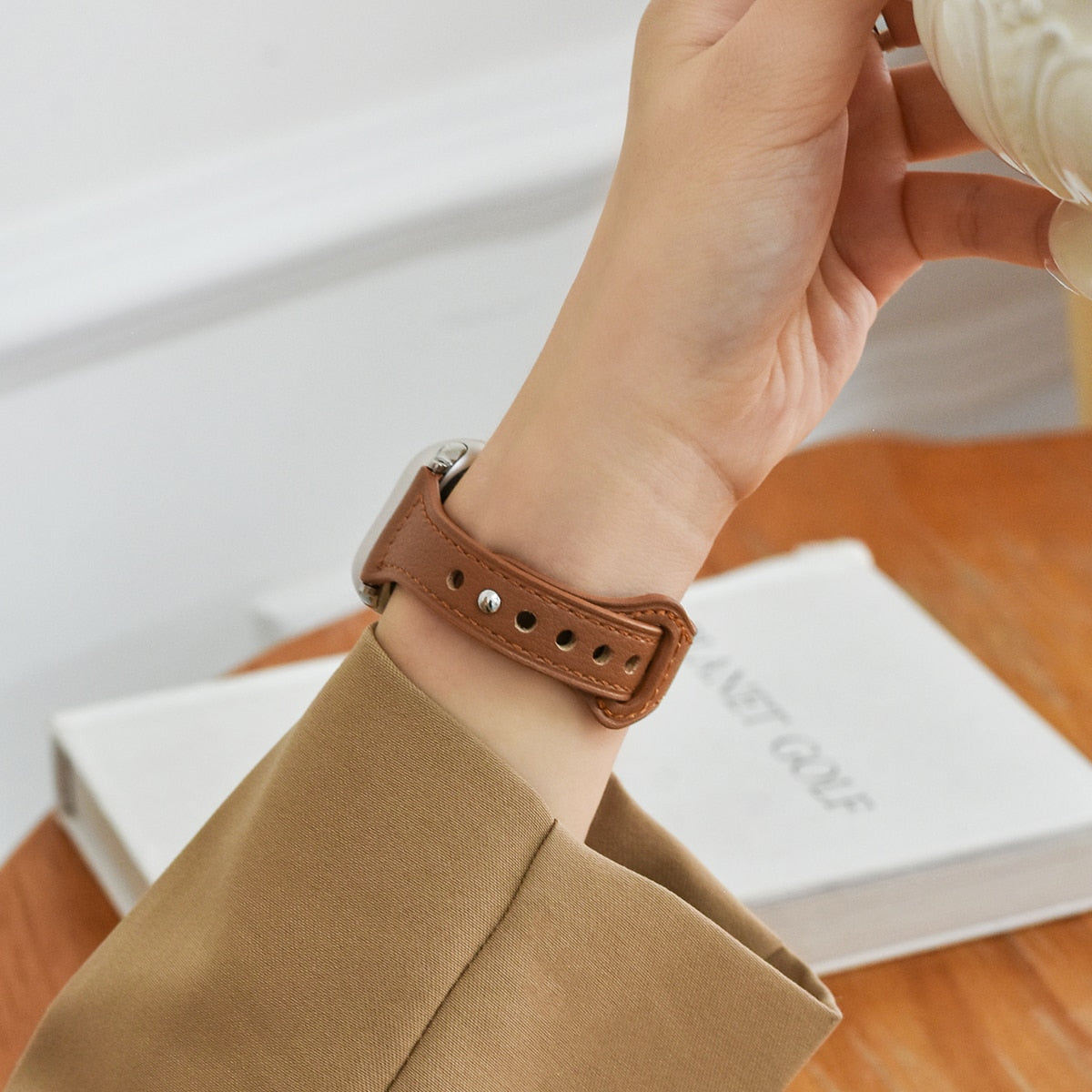 PU Leather Slim Strap For Apple Watch