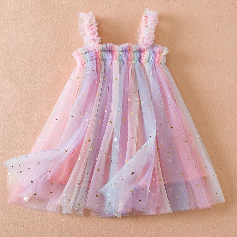 rainbow fairy princess summer dress for girls