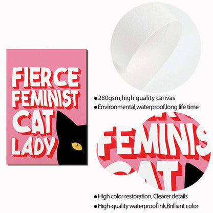 Fierce Feminist Cat Lady Pink Wall Art - Wall Art from Dear Cece - Just £16.99! Shop now at Dear Cece