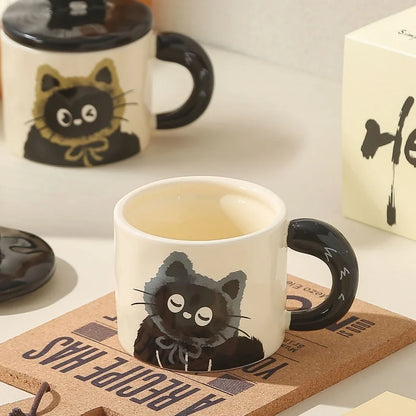 Cute Black Cat Mug with Lid - Mugs from Dear Cece - Just £15.99! Shop now at Dear Cece