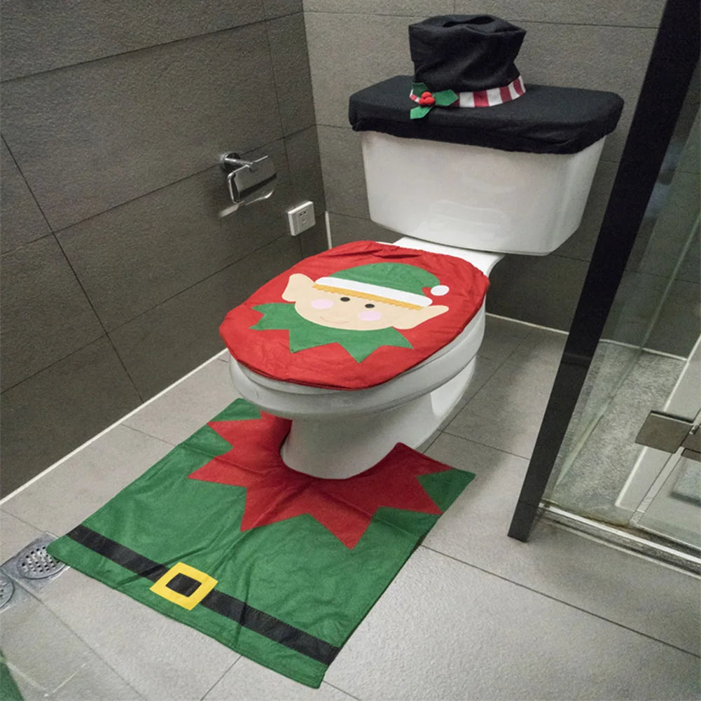 Elf Novelty Christmas Toilet Seat Bathroom Decoration