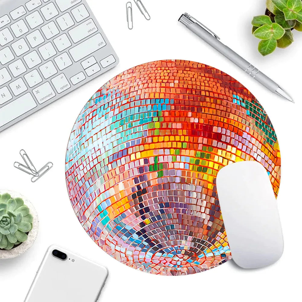 Color Disco Ball Round Mouse Pad