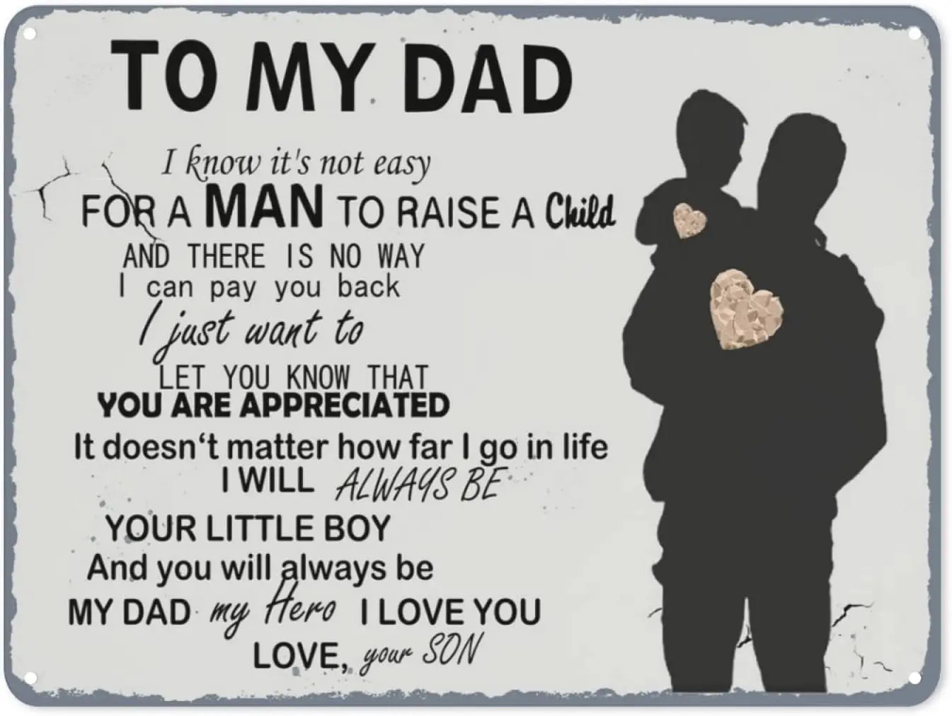 To My Dad, From Your Son - Metal Tin Sign - Wall Art from Dear Cece - Just £18.99! Shop now at Dear Cece