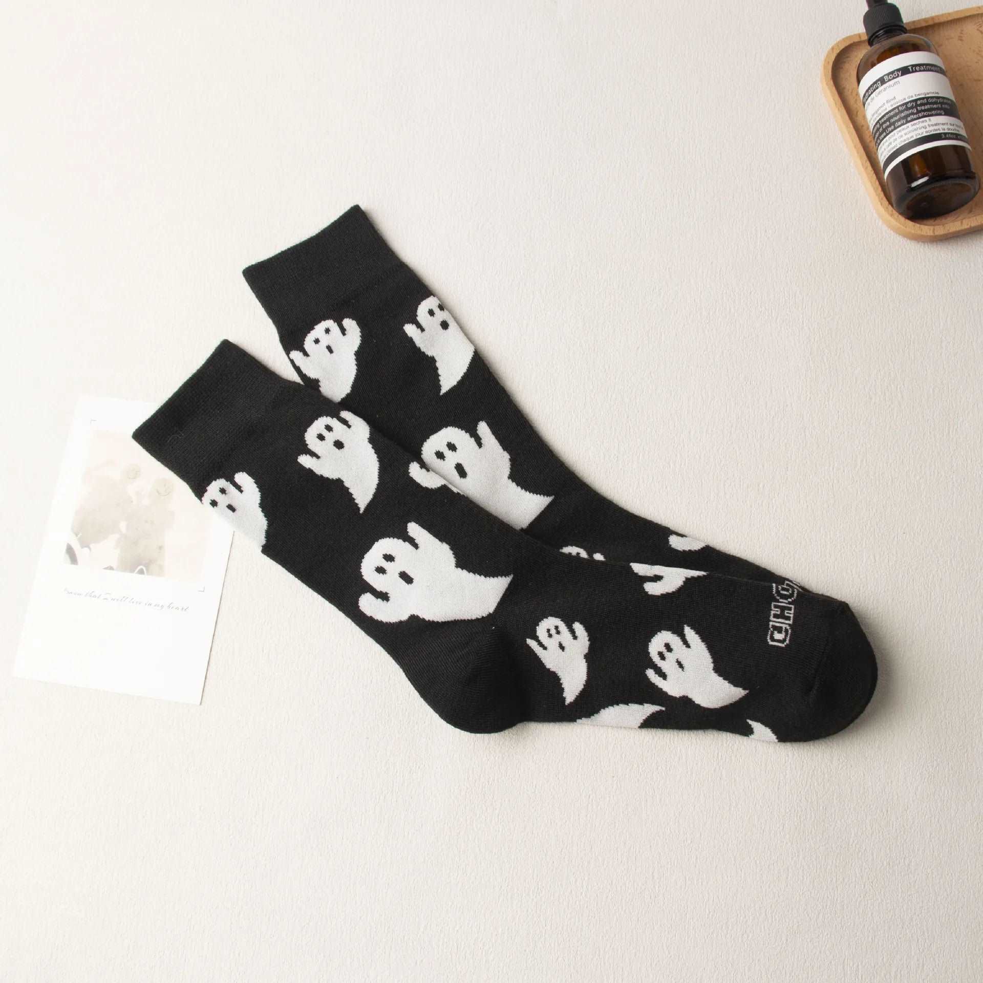 Black Cute & Spooky Ghost Halloween Socks