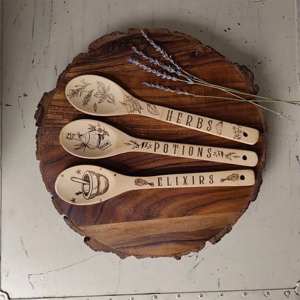 3 x Halloween Kitchen Witch Wooden Spoon Set