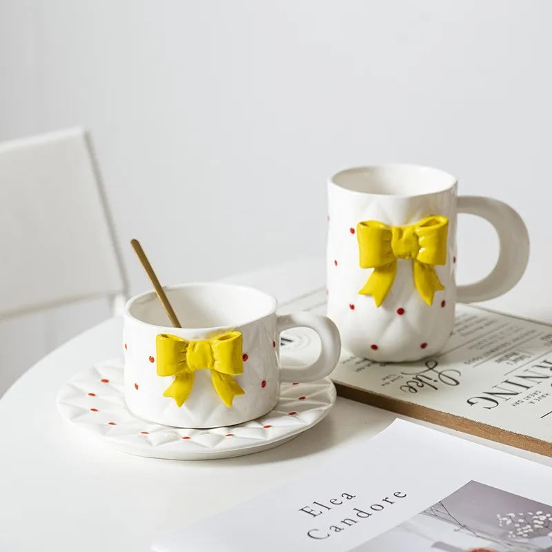 Quilted Bowtie Ceramic Coffee Mug - Mugs from Dear Cece - Just £19.99! Shop now at Dear Cece