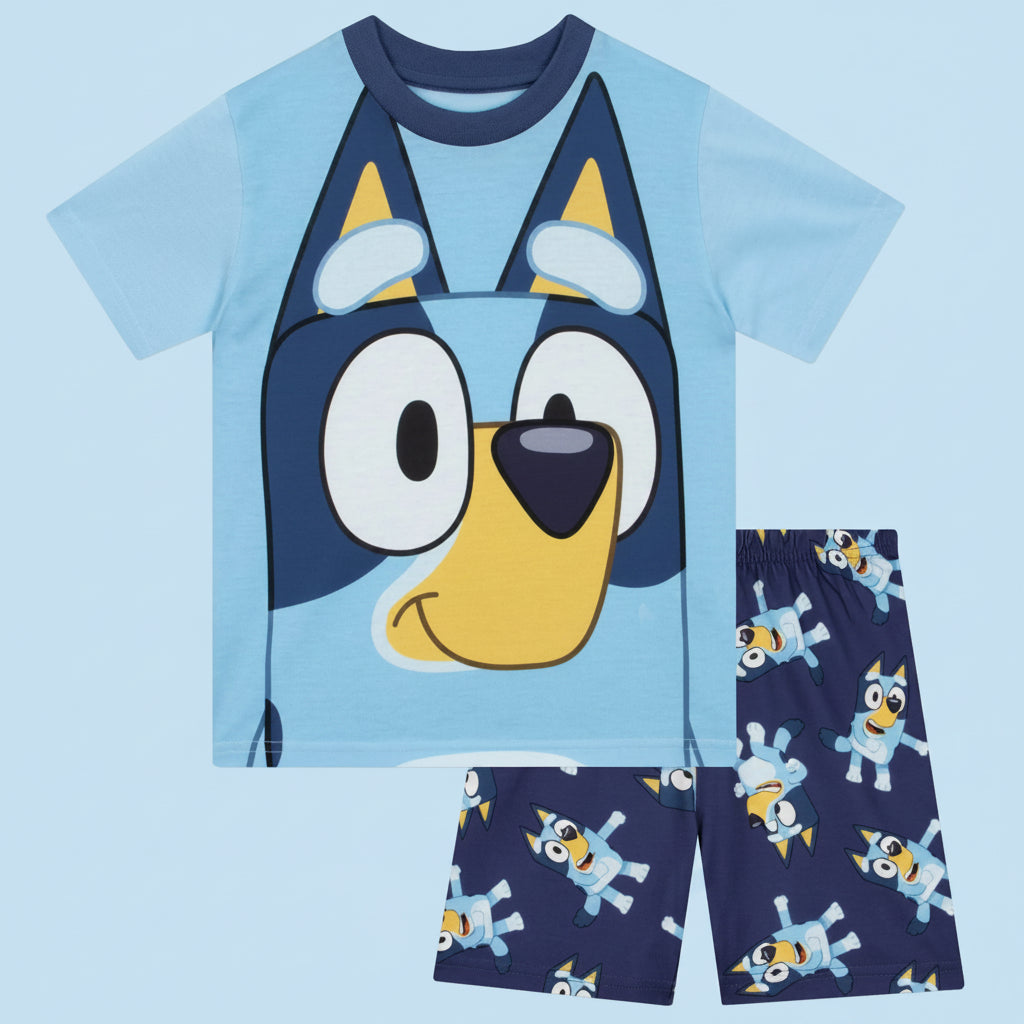 Children's pajama set with Bluey character on a white background