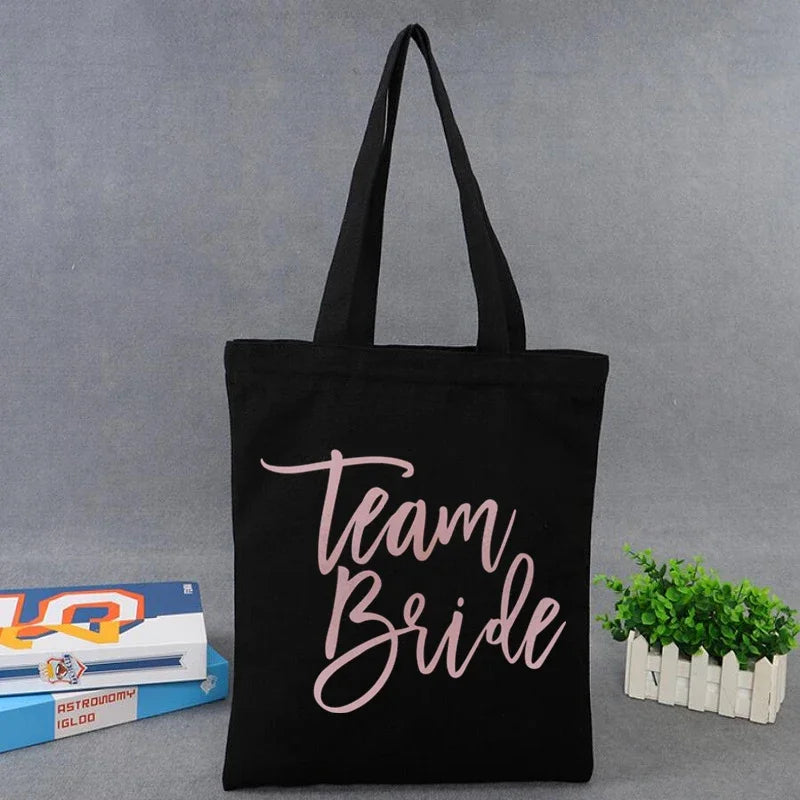 black team bride tote bag gift bag