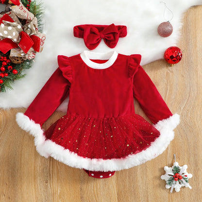 Christmas Red Velvet Baby Romper