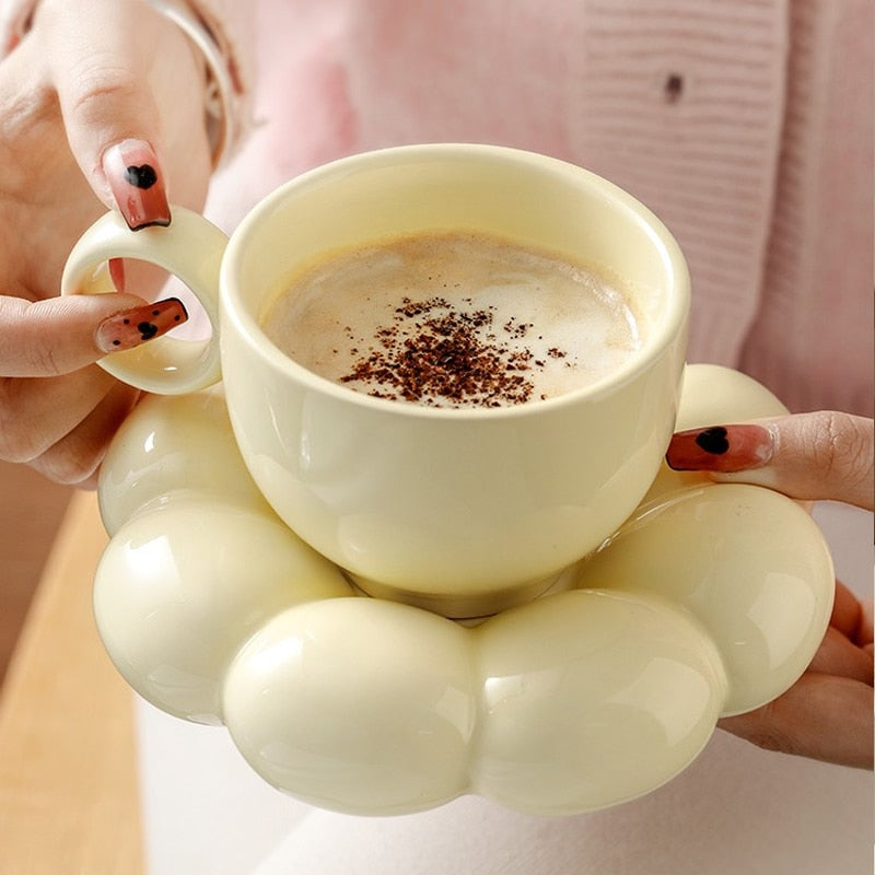 Ceramic Sunflower Bubble Cup and Saucer 200ml - Mugs from Dear Cece - Just £19.99! Shop now at Dear Cece