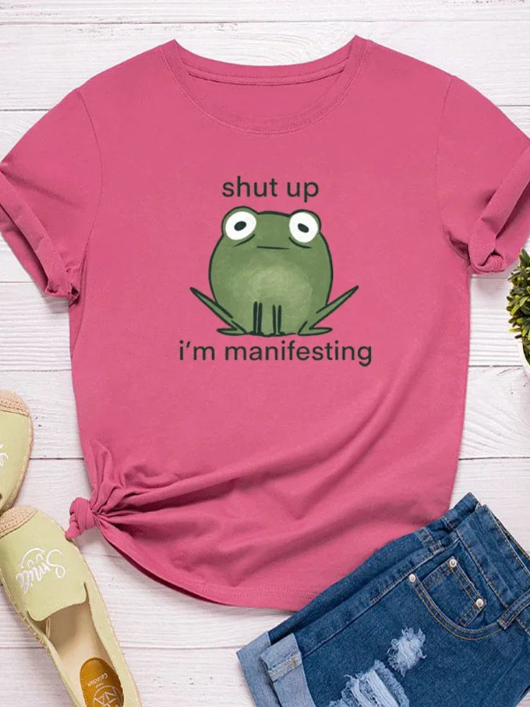 I'm Manifesting Frog Print Graphic T Shirt - T Shirts from Dear Cece - Just £14.99! Shop now at Dear Cece