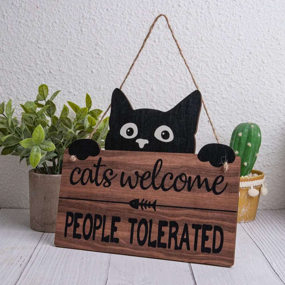 Cats Welcome People Tolerated Hanging Wall Art - Wall Art from Dear Cece - Just £12.99! Shop now at Dear Cece