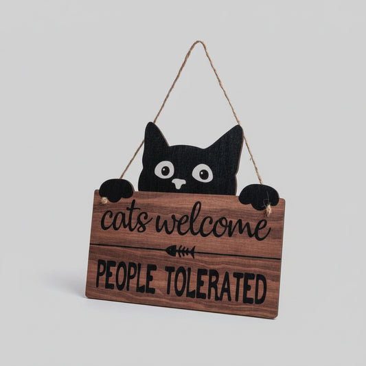 Cats Welcome People Tolerated Hanging Wall Art - Wall Art from Dear Cece - Just £12.99! Shop now at Dear Cece