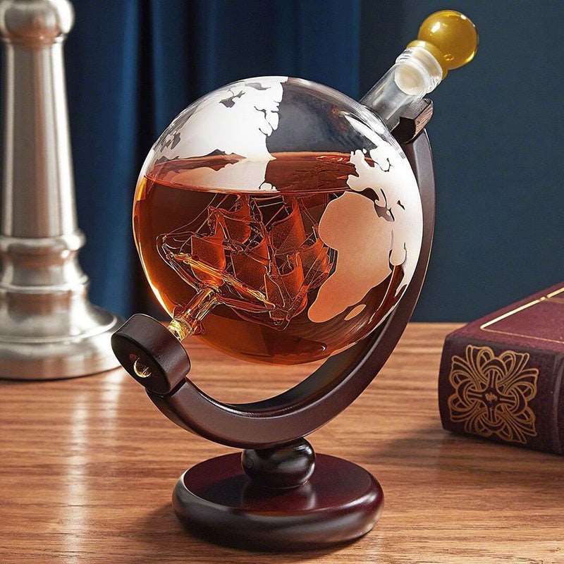 Glass Globe Whiskey Decanter Ship in a bottle 750ml