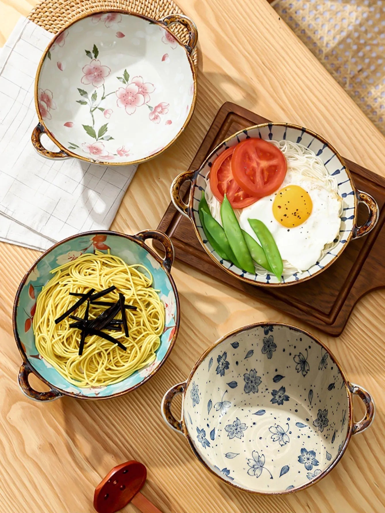 Traditional Japanese Ceramic Noodle Bowls
