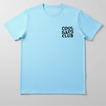 blue cool dads club tshirt on a white background
