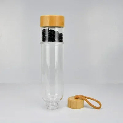 Natural Crystal Infused Bamboo Glass Water Bottle