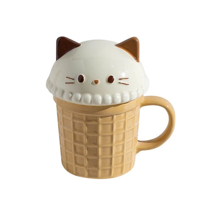 Cute Animal Waffle Mug with Lid - Cat Bunny Bear - Mugs from Dear Cece - Just £19.99! Shop now at Dear Cece