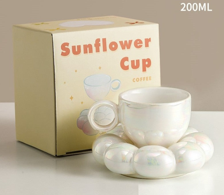 Ceramic Sunflower Bubble Cup and Saucer 200ml - Mugs from Dear Cece - Just £19.99! Shop now at Dear Cece