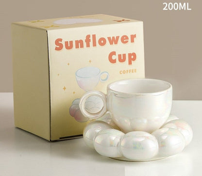 Ceramic Sunflower Bubble Cup and Saucer 200ml - Mugs from Dear Cece - Just £19.99! Shop now at Dear Cece