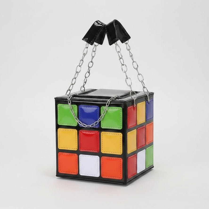 Rubik’s Cube Mini Handbag Statement Geometric Clutch Bag