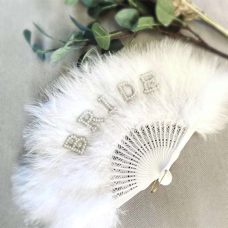 Bride Fluffy Feather Folding Fan - Fan from Dear Cece - Just £22.99! Shop now at Dear Cece
