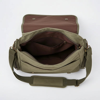 Open bag with compartments on a white background