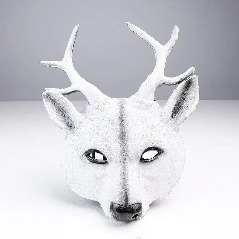 white Pagan Witch Animal Deer Halloween Mask