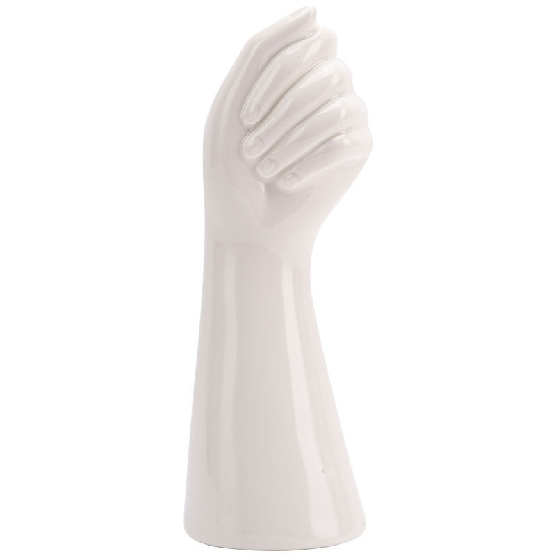 White Ceramic Hand Vase