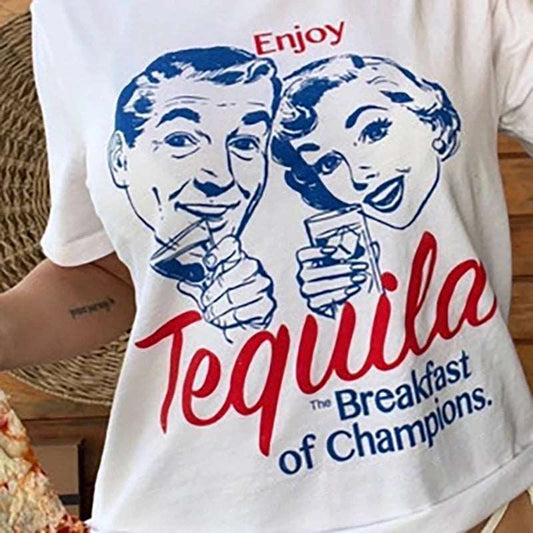 Enjoy Tequila Retro Graphic T-Shirt - T Shirts from Dear Cece - Just £17.99! Shop now at Dear Cece