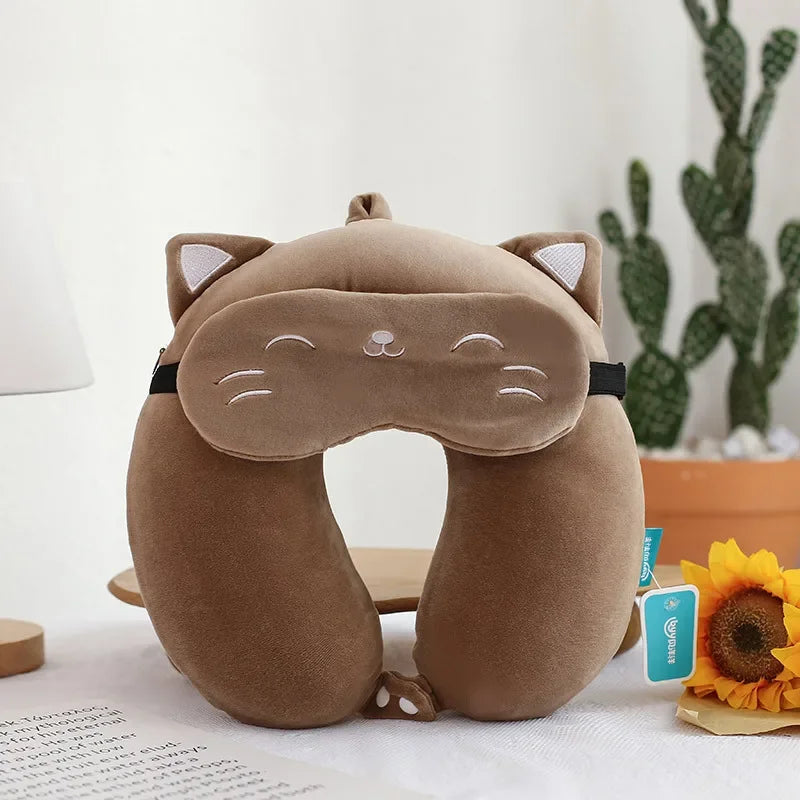 Cat Travel Neck Pillow and Sleep Mask - Travel Pillow from Dear Cece - Just £17.99! Shop now at Dear Cece