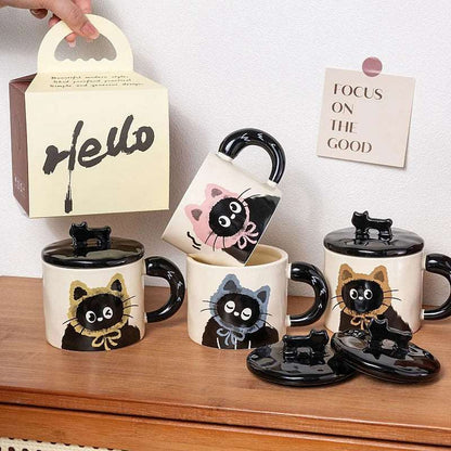 Cute Black Cat Mug with Lid - Mugs from Dear Cece - Just £15.99! Shop now at Dear Cece