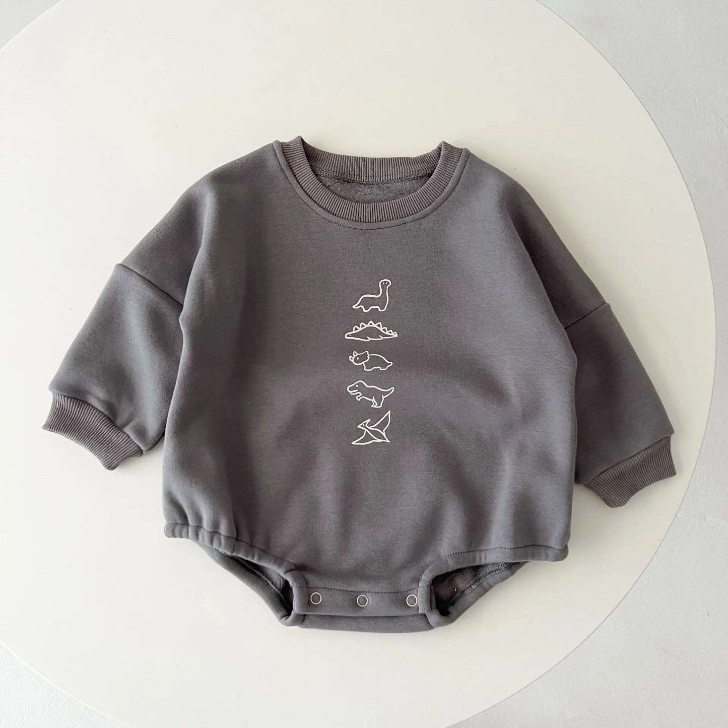 Grey Dinosaur 100% Cotton Sweatshirt Romper