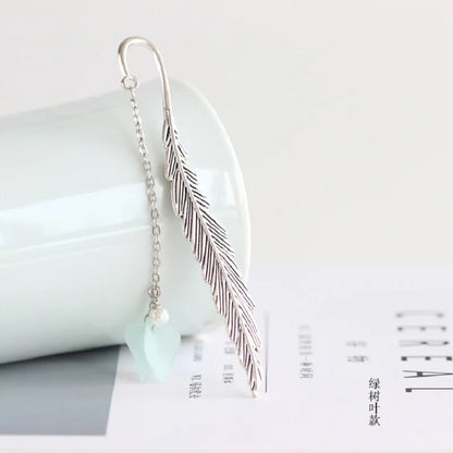 silver crystal feather bookmark. New age gifts