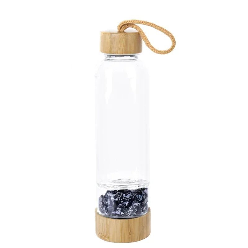 Natural Crystal Infused Bamboo Glass Water Bottle