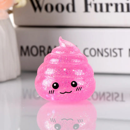 pink Glitter Poo Squishy Stress Ball Funny Stretch Fidget Toy