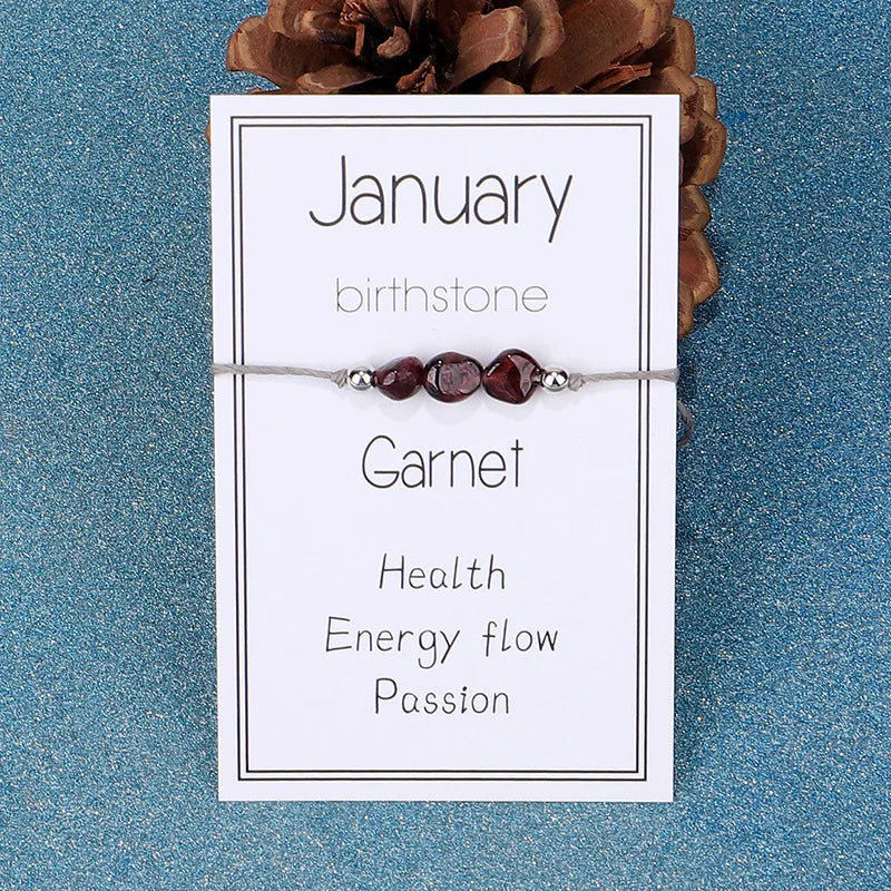 January Natural Stone Birthstone Wish Bracelet