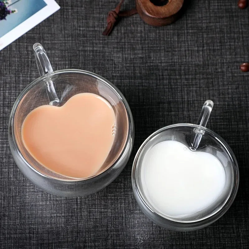 Heart Shaped Espresso Glass Coffee Mug