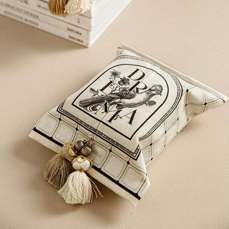 Art Deco Style Luxury Canvas Bedside Table Tissue Box Holder