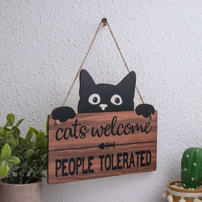 Cats Welcome People Tolerated Hanging Wall Art - Wall Art from Dear Cece - Just £12.99! Shop now at Dear Cece