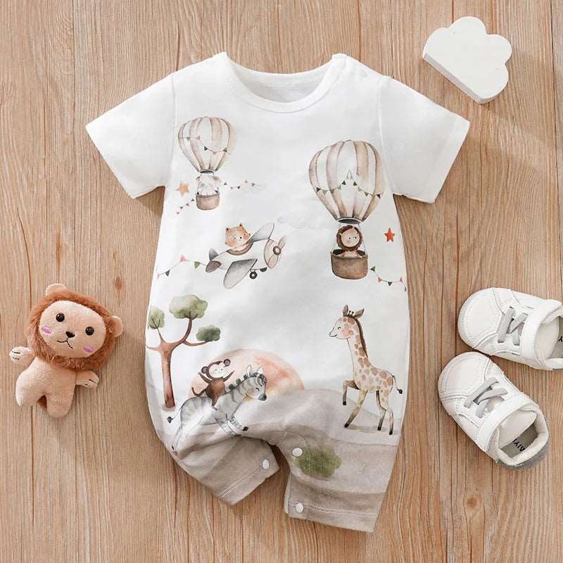 hot air balloon beige romper