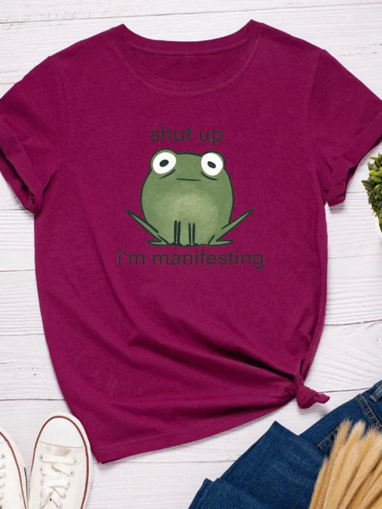 I'm Manifesting Frog Print Graphic T Shirt - T Shirts from Dear Cece - Just £14.99! Shop now at Dear Cece