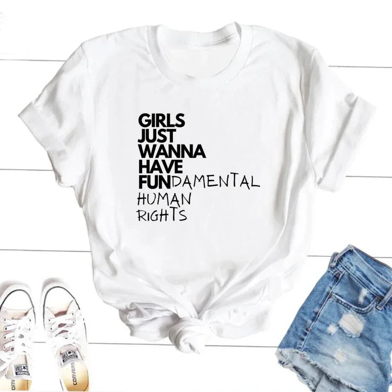 Girls Just Wanna Have Fundamental Human Rights T Shirt - T Shirts from Dear Cece - Just £16.99! Shop now at Dear Cece