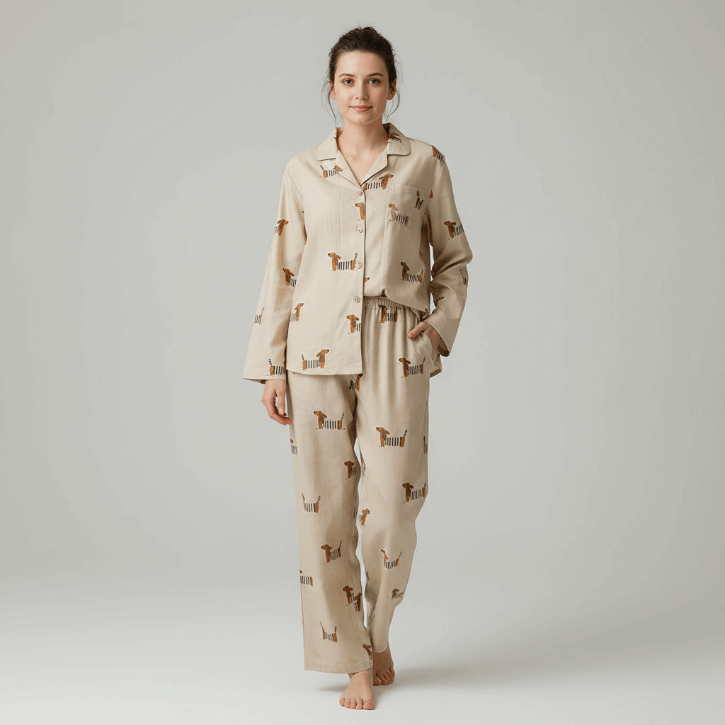 Cotton Dachshund Print Women’s Pyjama Set