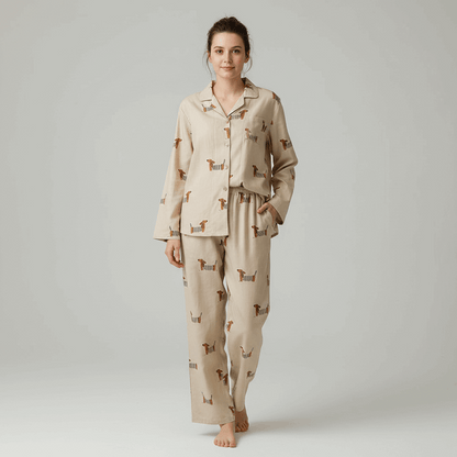 Cotton Dachshund Print Women’s Pyjama Set