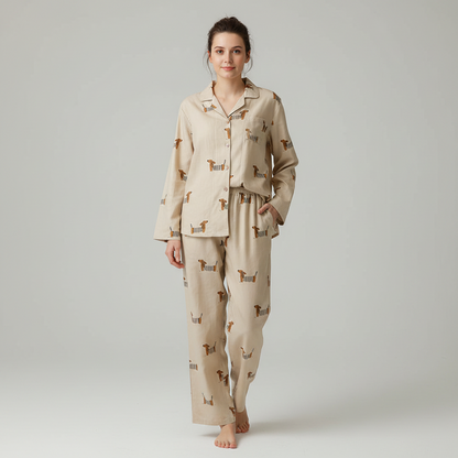 Cotton Dachshund Print Women’s Pyjama Set