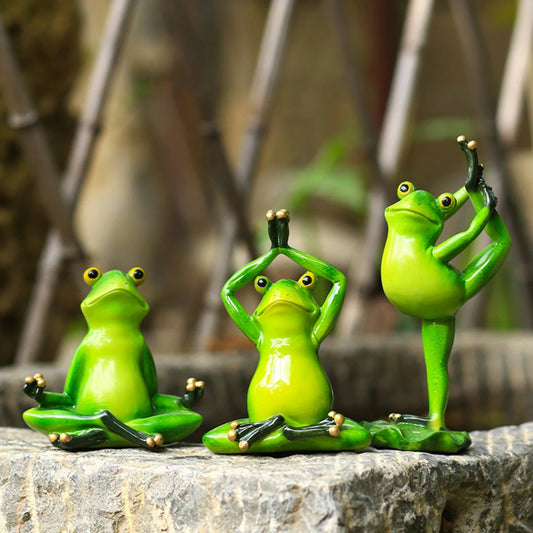 3 Meditating Yoga Frog Decorations